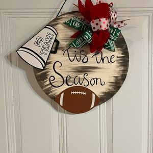 Festive Football Holiday Door Sign